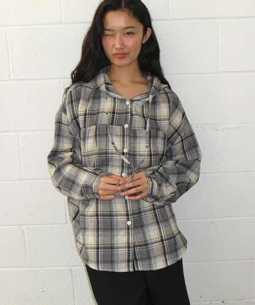 CHECK STRING BLOUSE GREY