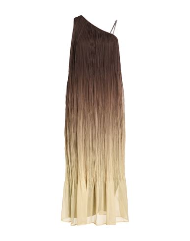 Woman Maxi dress Dark brown Size 6 Polyester