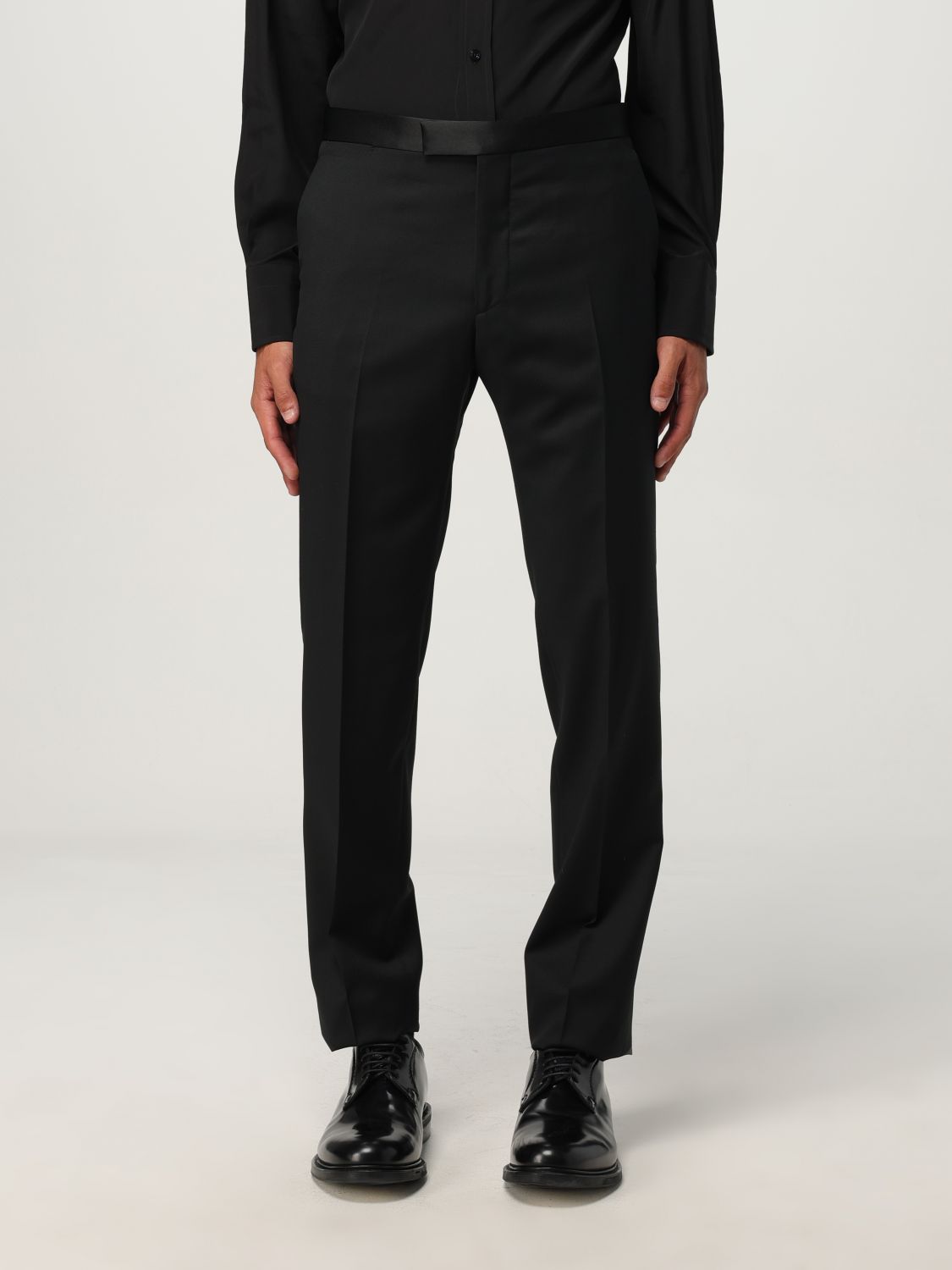 Satin-trim single-breasted suit - Black