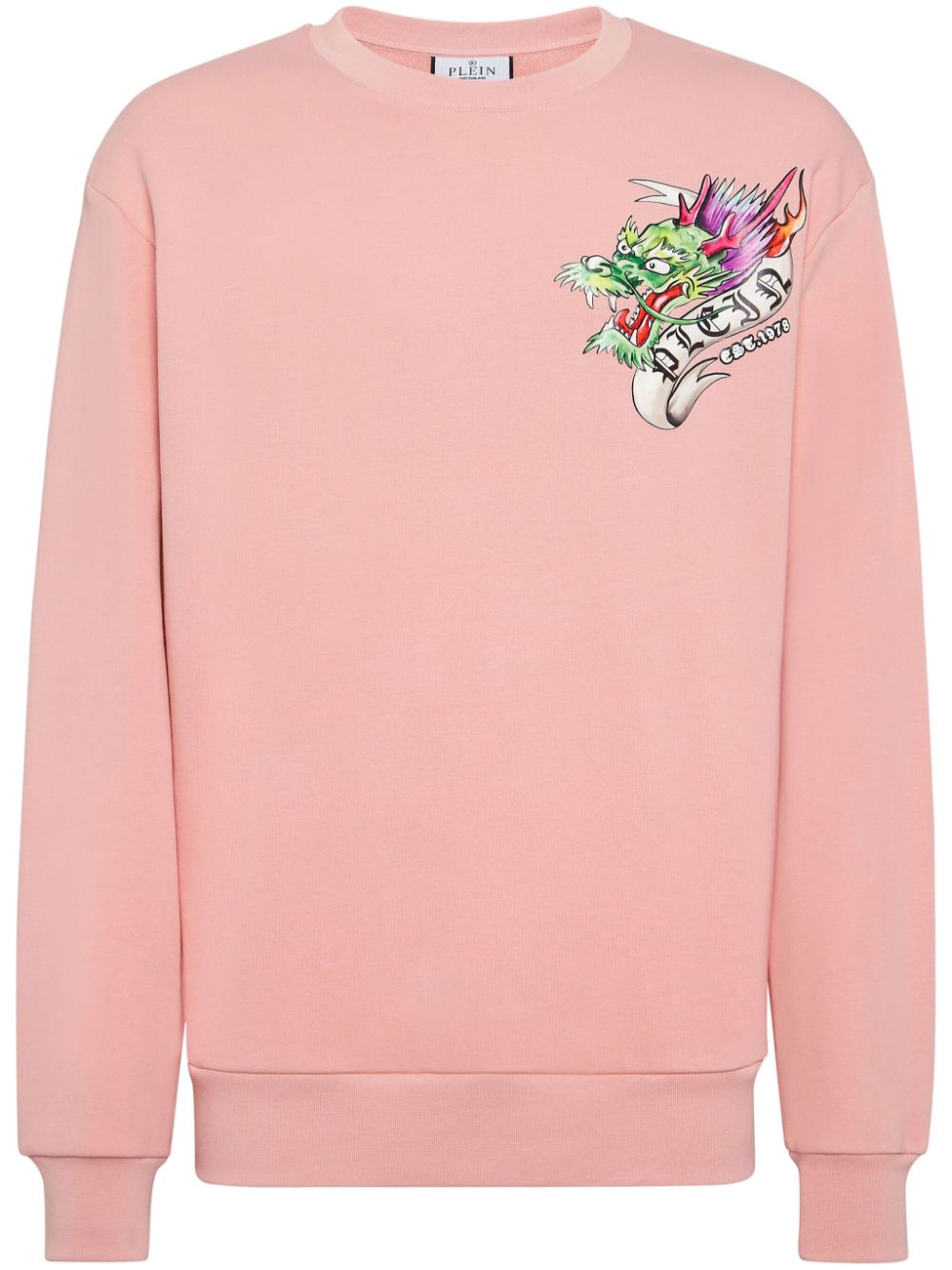 Tattoo-print crew-neck sweatshirt - Pink