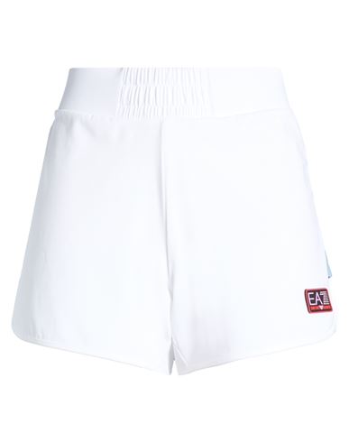 Woman Shorts & Bermuda Shorts White Size L Polyester, Elastane