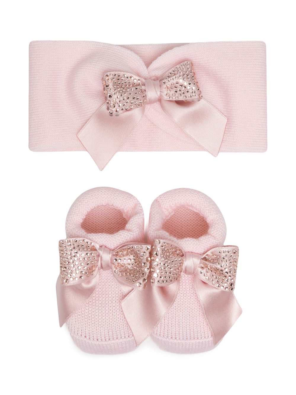 Bow-detail knitted set - Pink