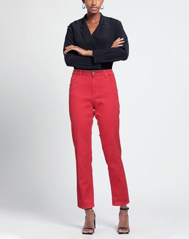Kocca Woman Pants Red Size 25 Cotton, Elastane