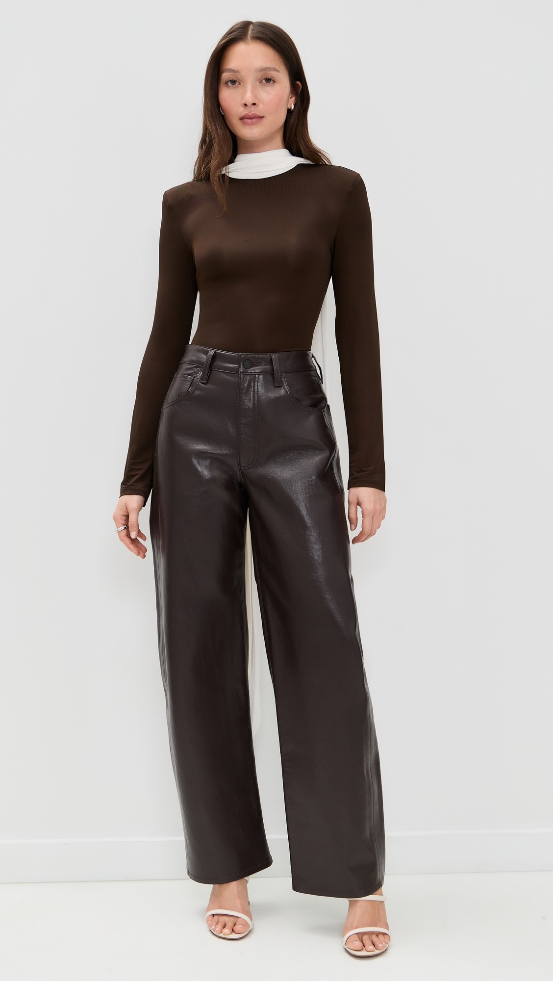 Long Sleeve Scarf Top Chicory Coffee Comb