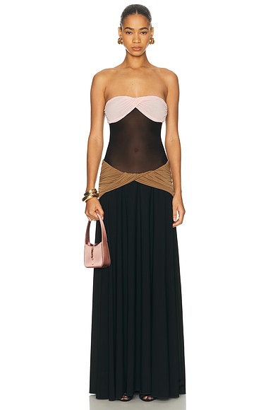 Burc Akyol Caryatid Jersey Dress in Black Rose Petal & Hazel - Black. L also in
