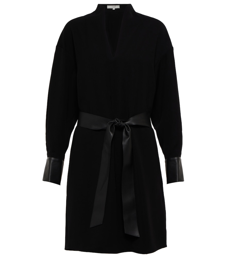 Vince Faux leather-trimmed minidress