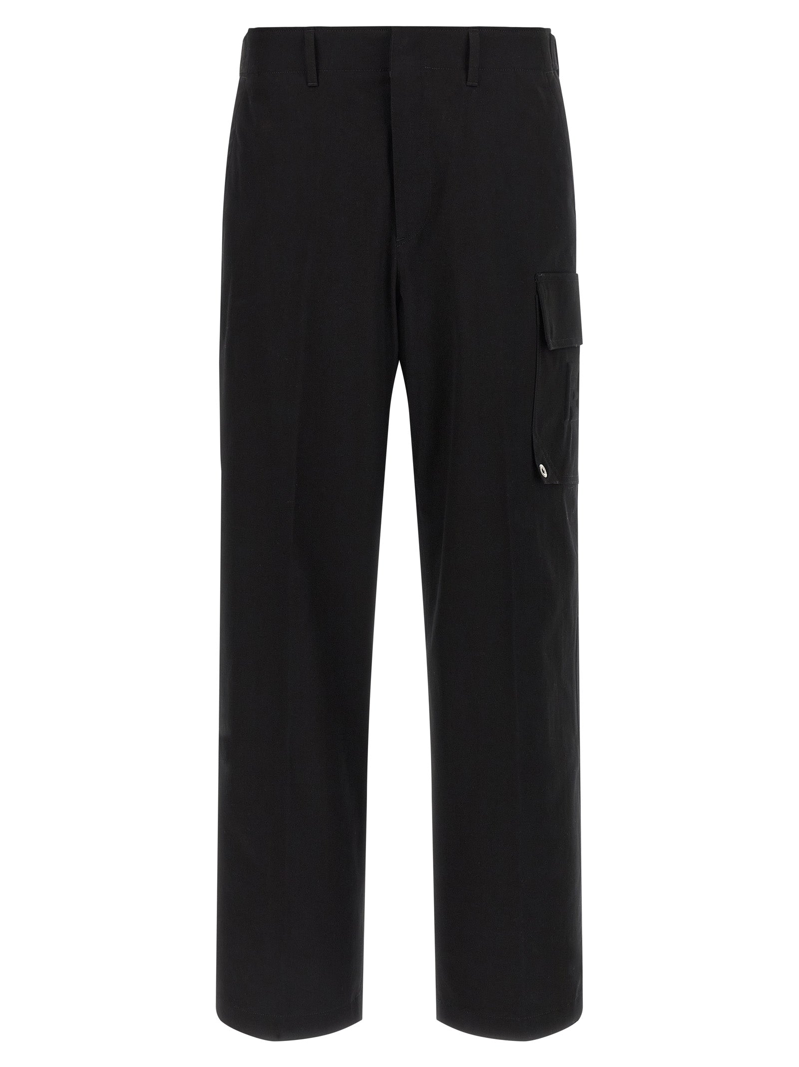 Cotton Gabardine Cargo Pants — Black