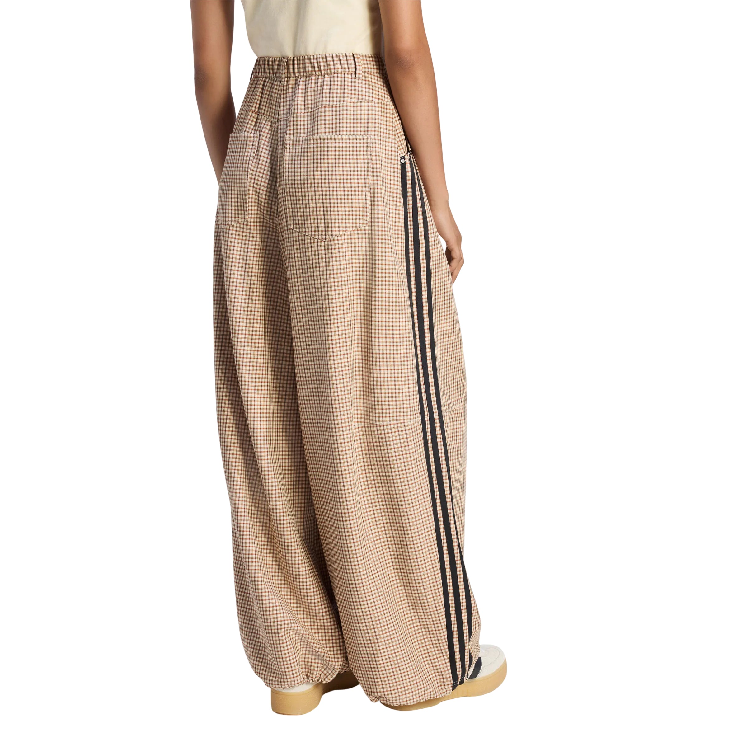 (WMNS) Checks Loose Pants Asia SIzing 'Crystal Linen Aurora Coffee Orbit Green'
