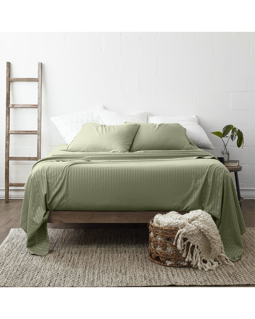 Premium Striped Embossed 4Pc Bed Sheet Set