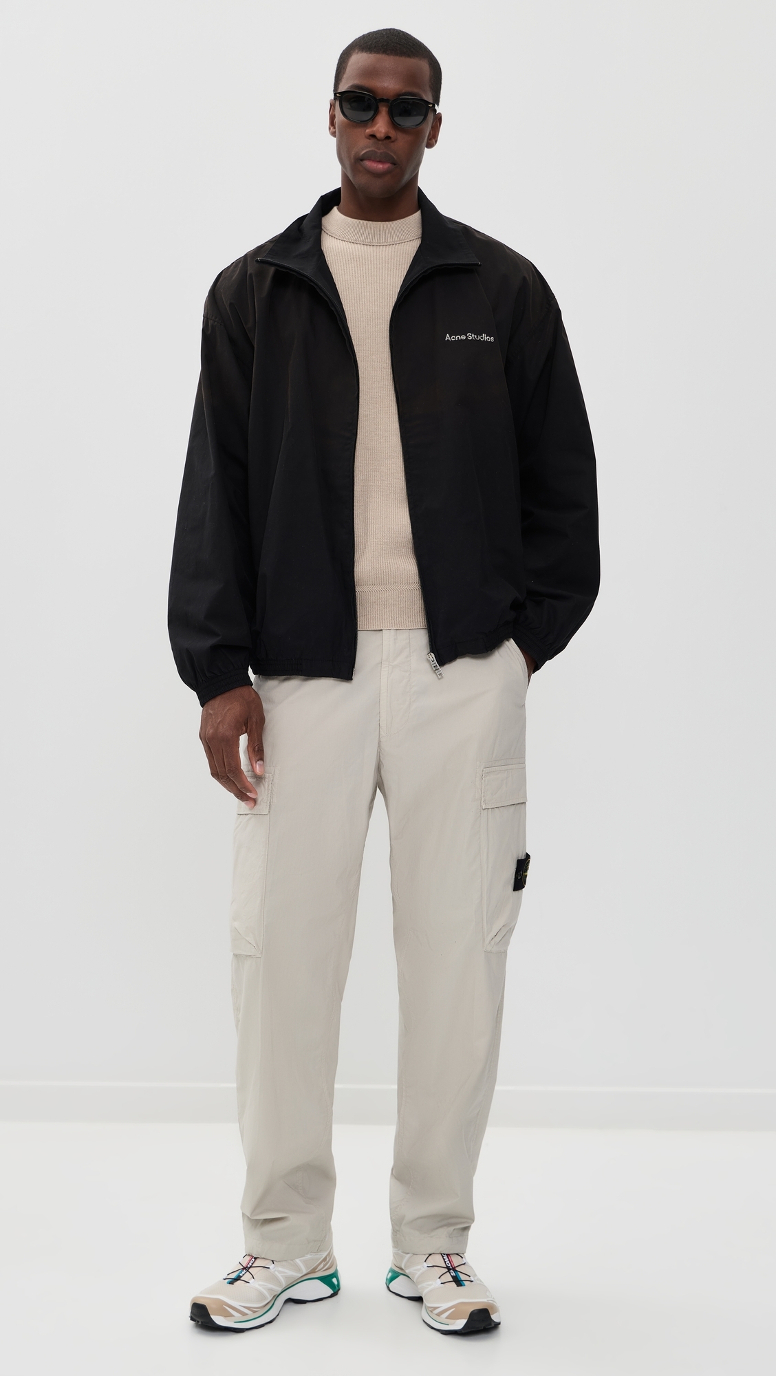 Lightweight Stretch Cotton Cargo Trousers Pearl Grey