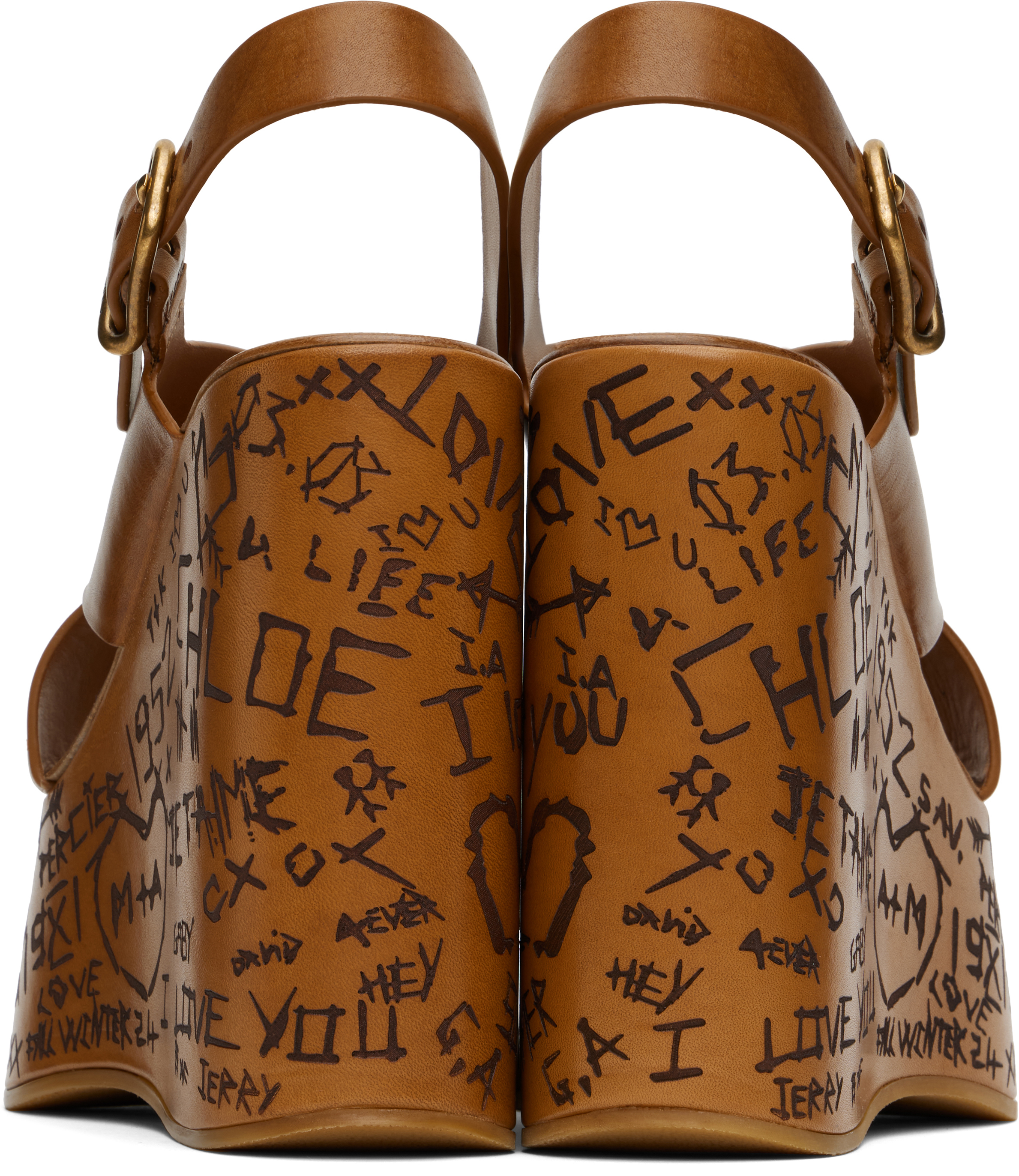 Chloé Brown Maxime Wedge Sandals
