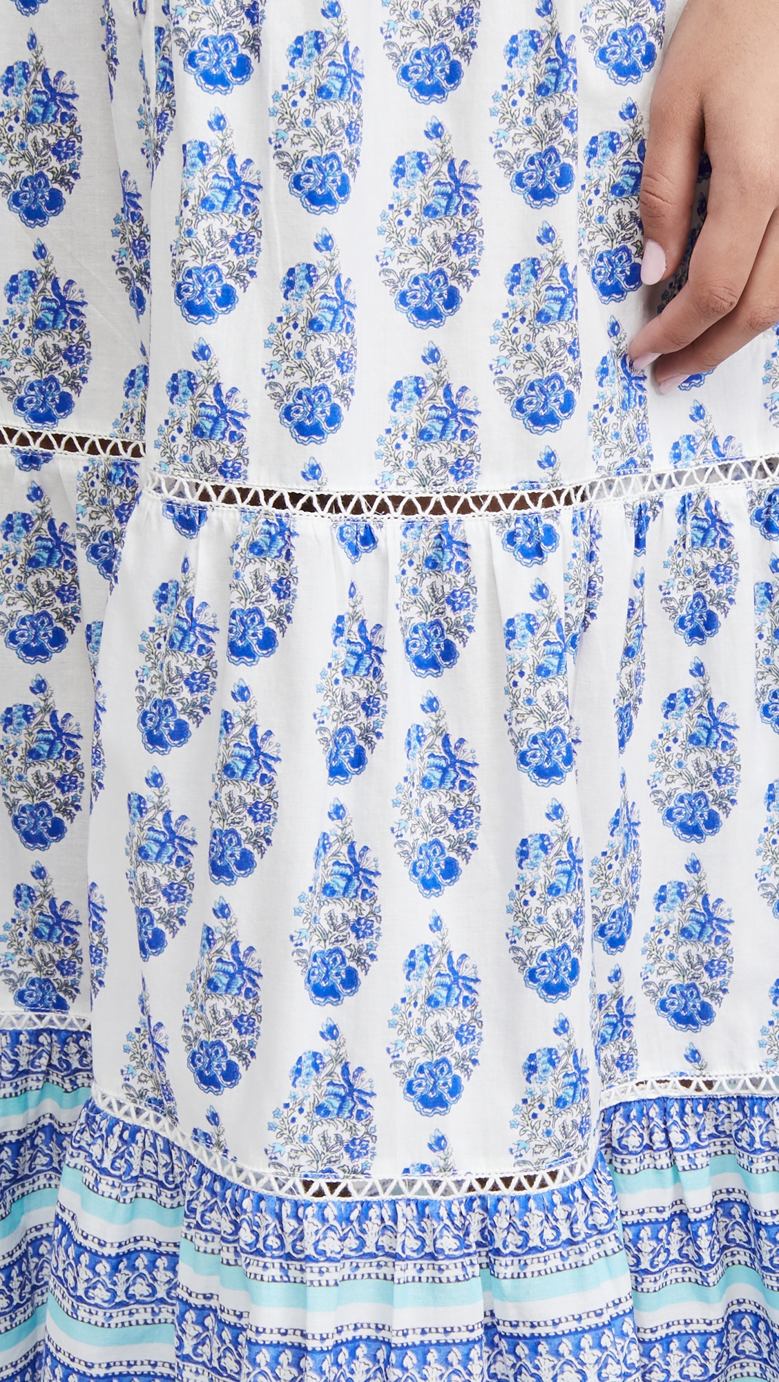 Smock Border Dress Blue Border Print Combo