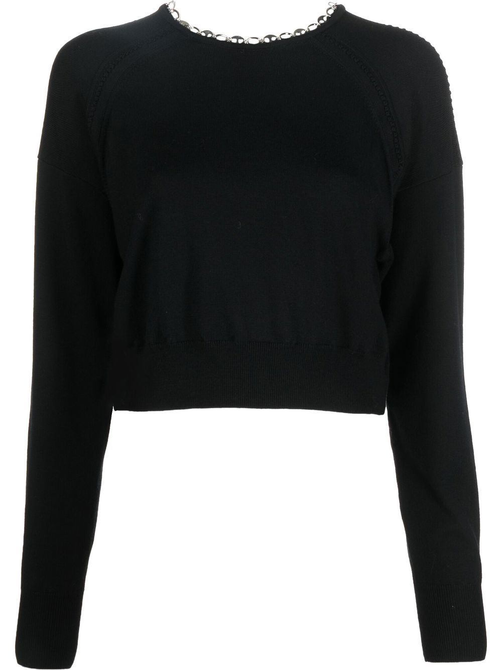 Chain-link neckline sweater - Black