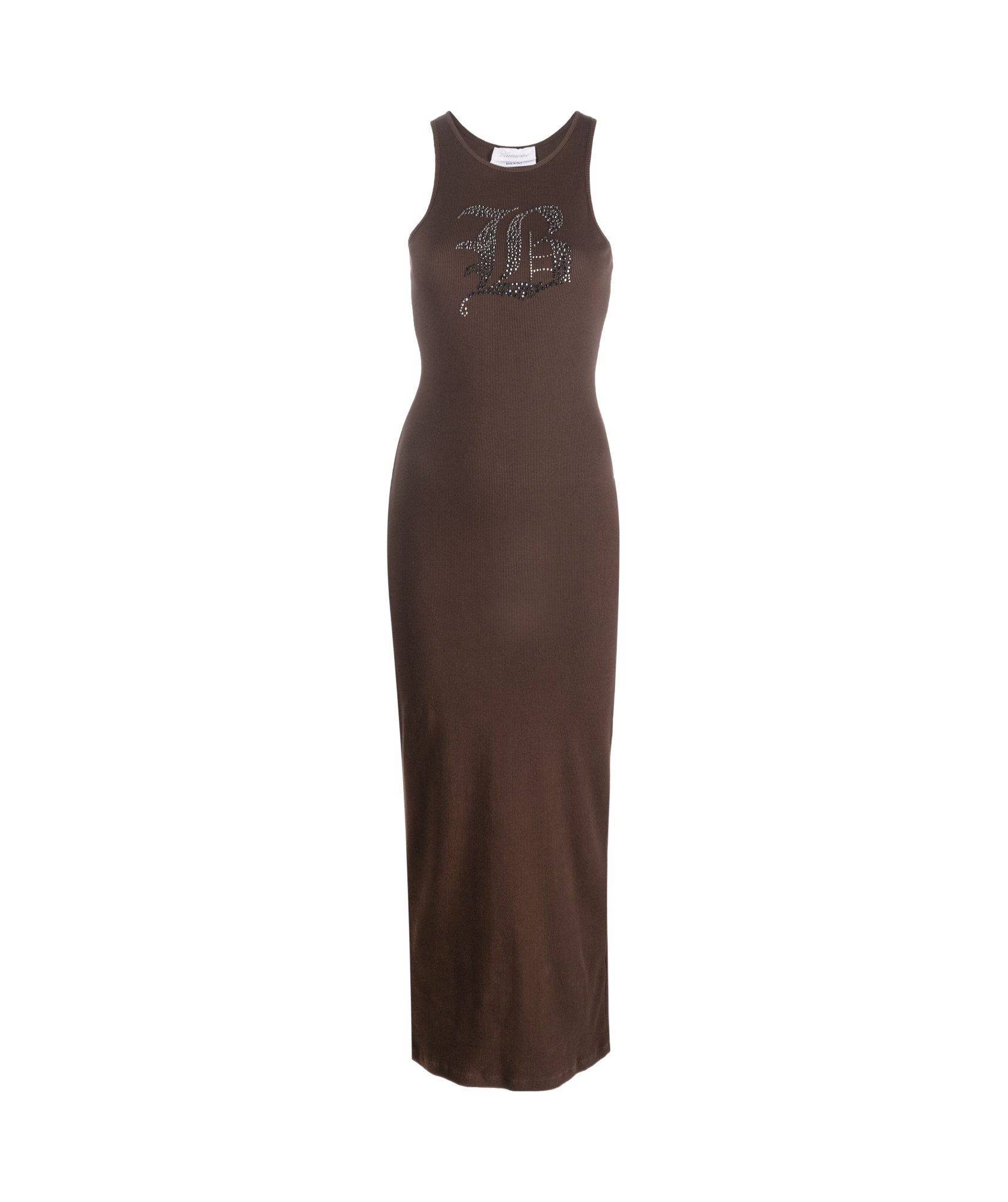 Rhinestone-logo midi dress