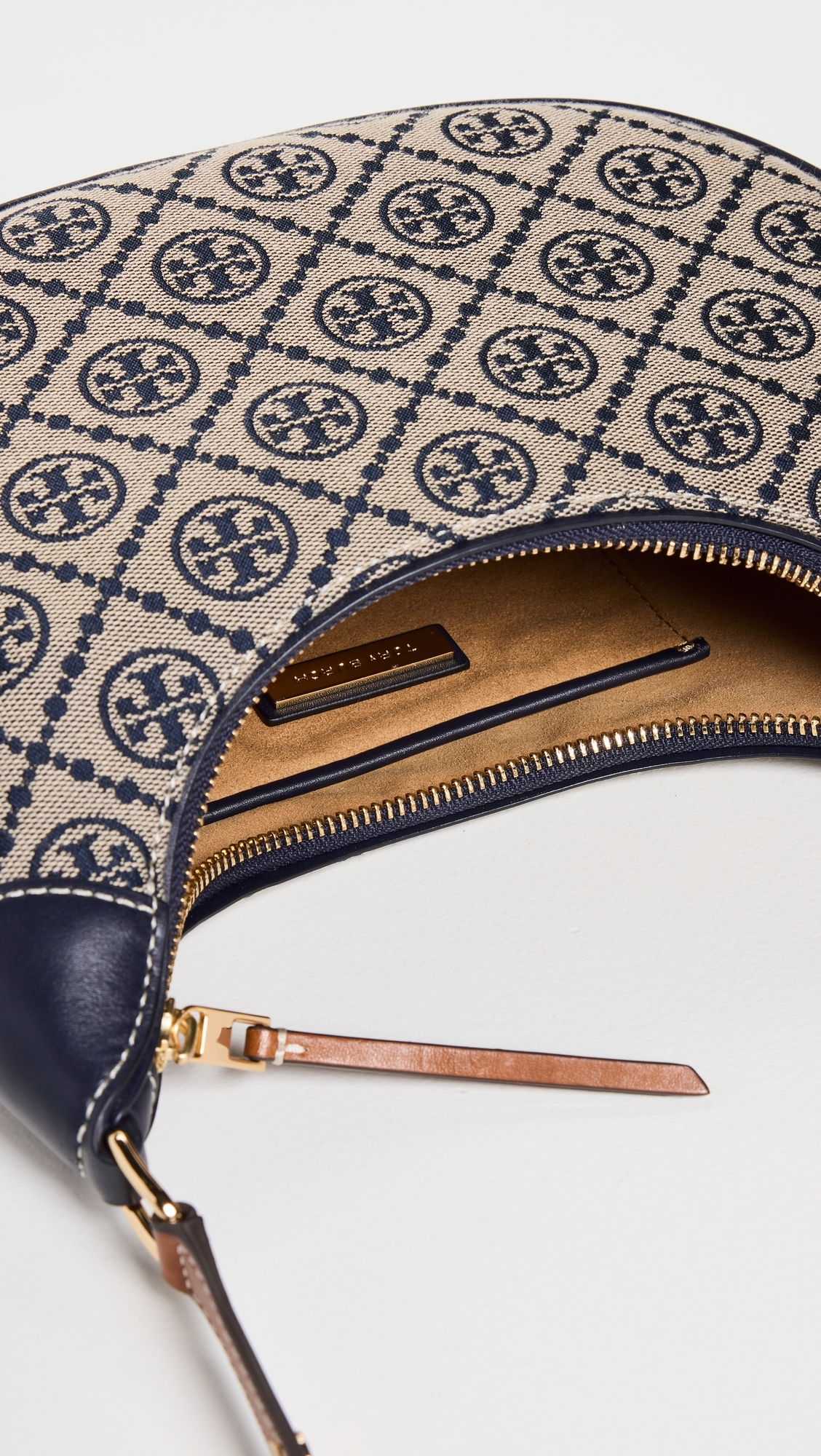 T Monogram Crescent Bag Tory Navy One Size