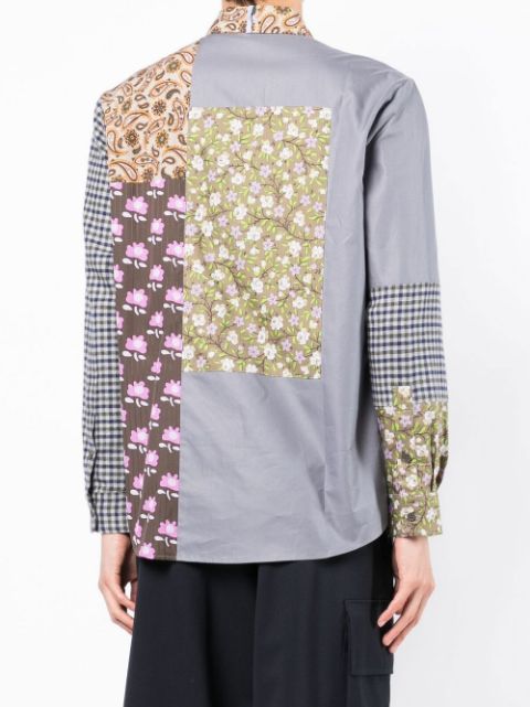 Patchwork long-sleeve shirt