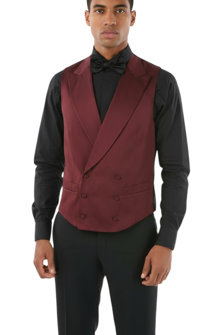 Maroon Peaked Lapel Waistcoat