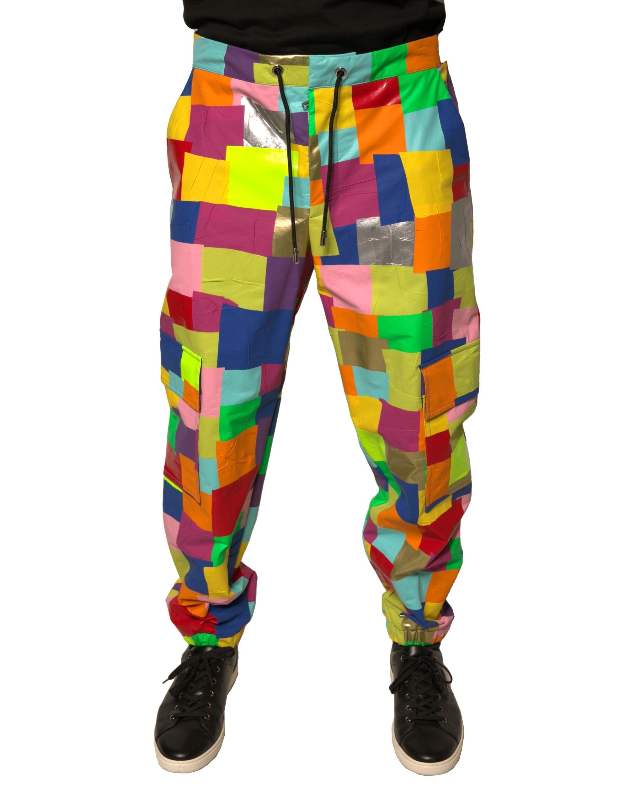 Multicolor Patchwork Cotton Cargo Pants — Multicolor