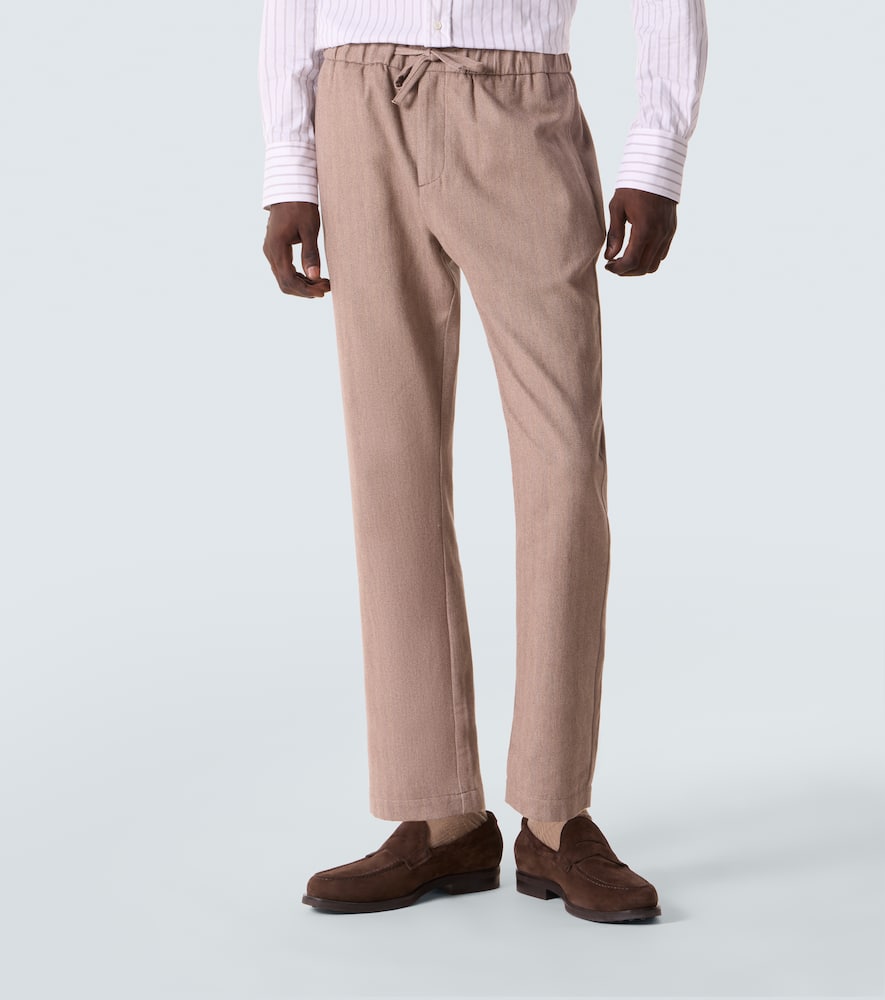 Oscar herringbone cotton-blend straight pants