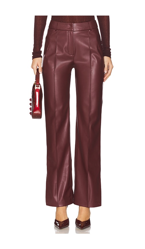 SELMACILEK Leather Slit Detailed Pant in Burgundy. S. Also in