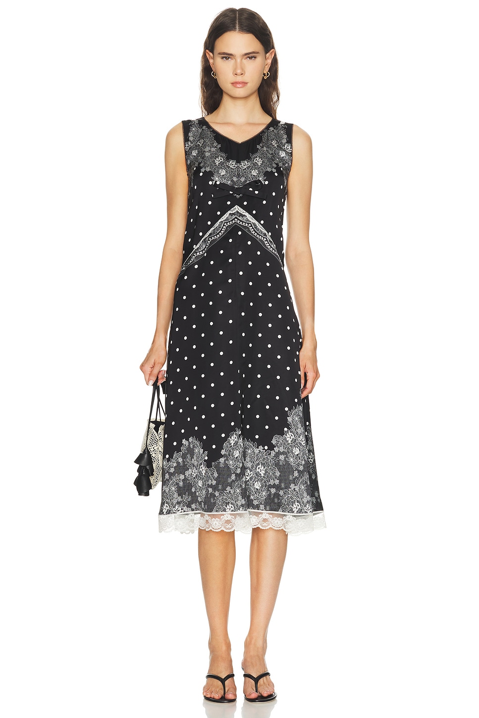 Marc Jacobs Trompe L'oeil Slip Midi Dress in Black Multi - Black. XS-S also in