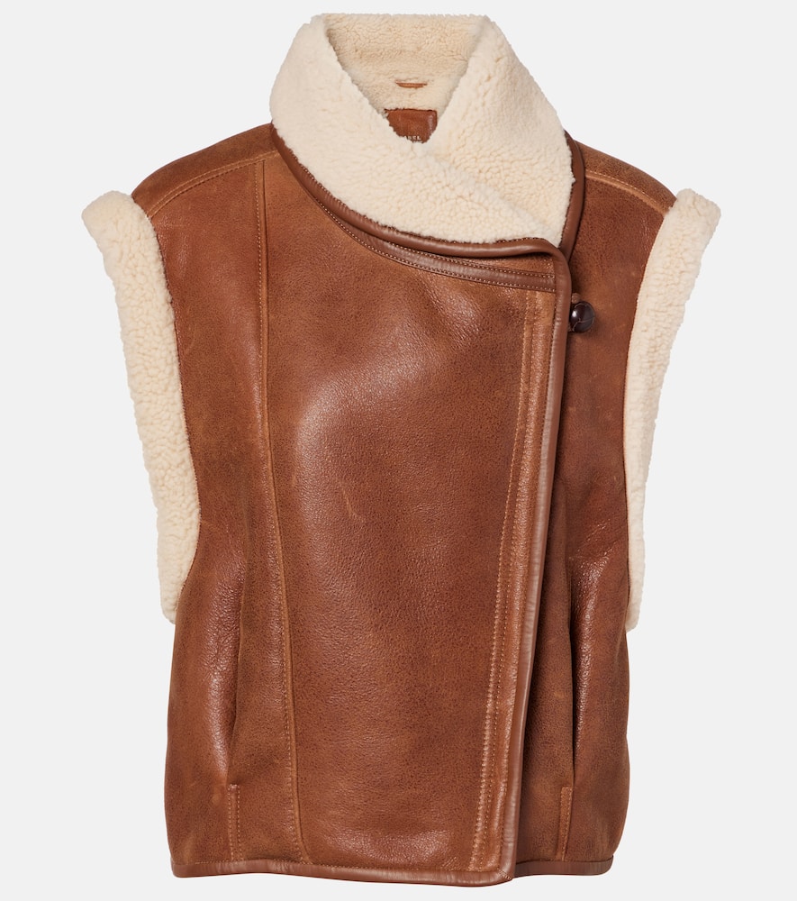 Alime shearling-trimmed leather vest