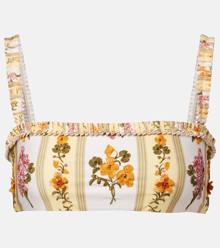 Floral embroidered bikini top