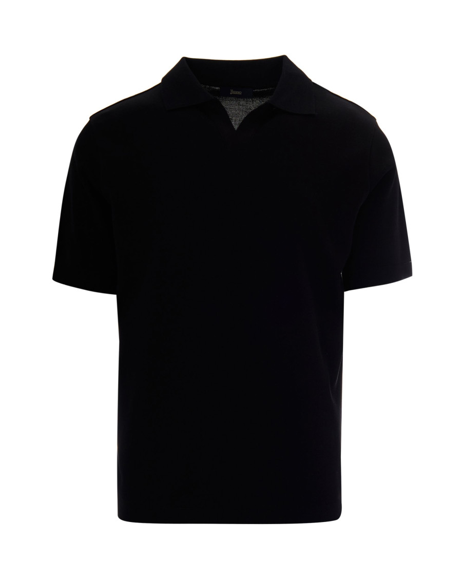 Black Solid Shirt Collar Polo