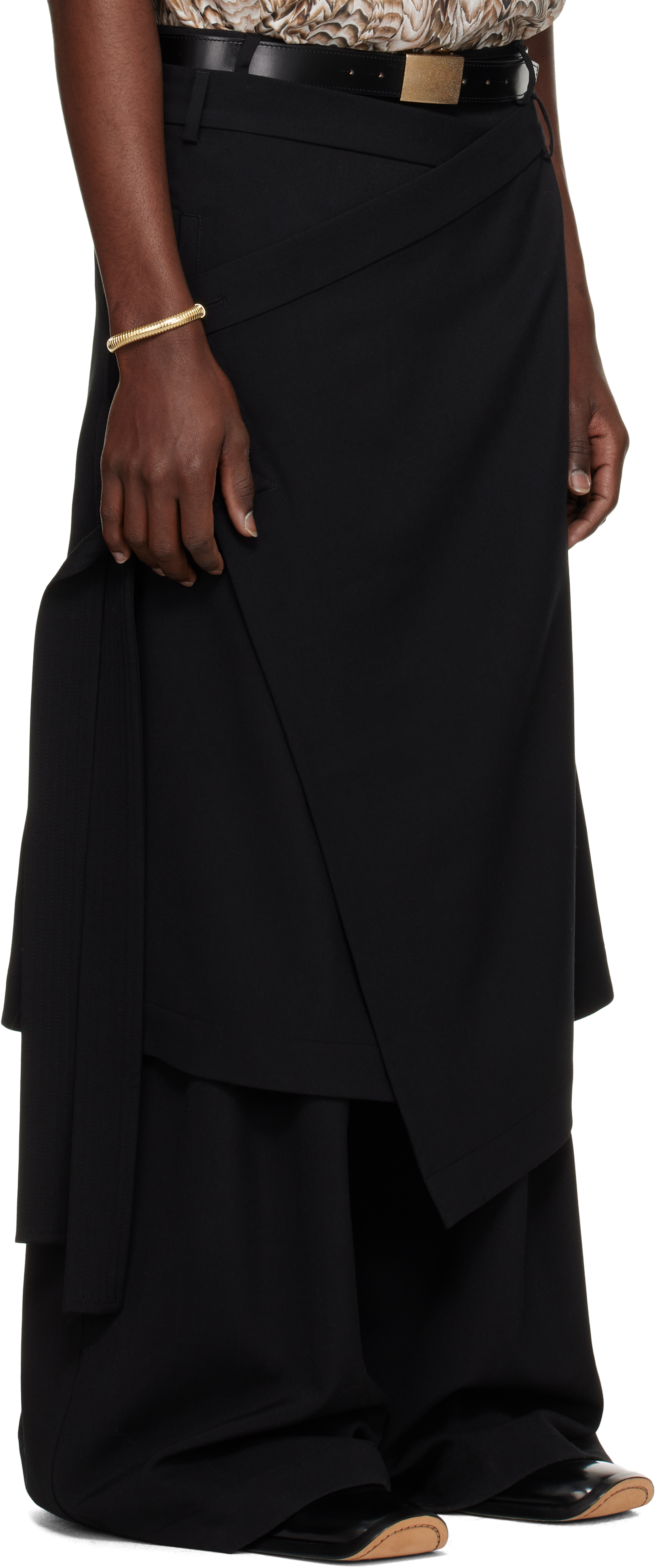 LU'U DAN Black Apron Skirt