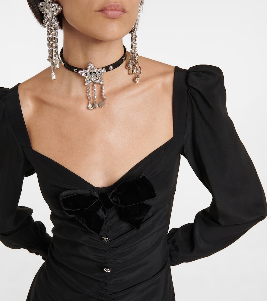 Ruched silk midi dress