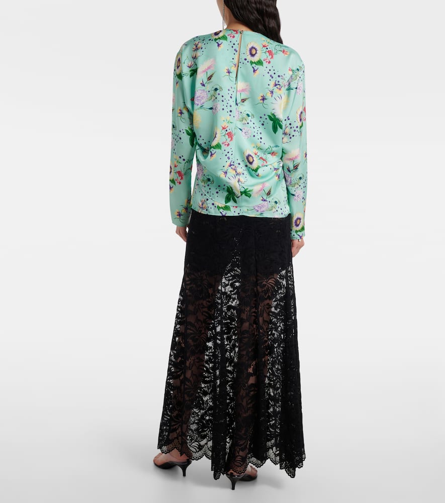 Layered floral satin blouse