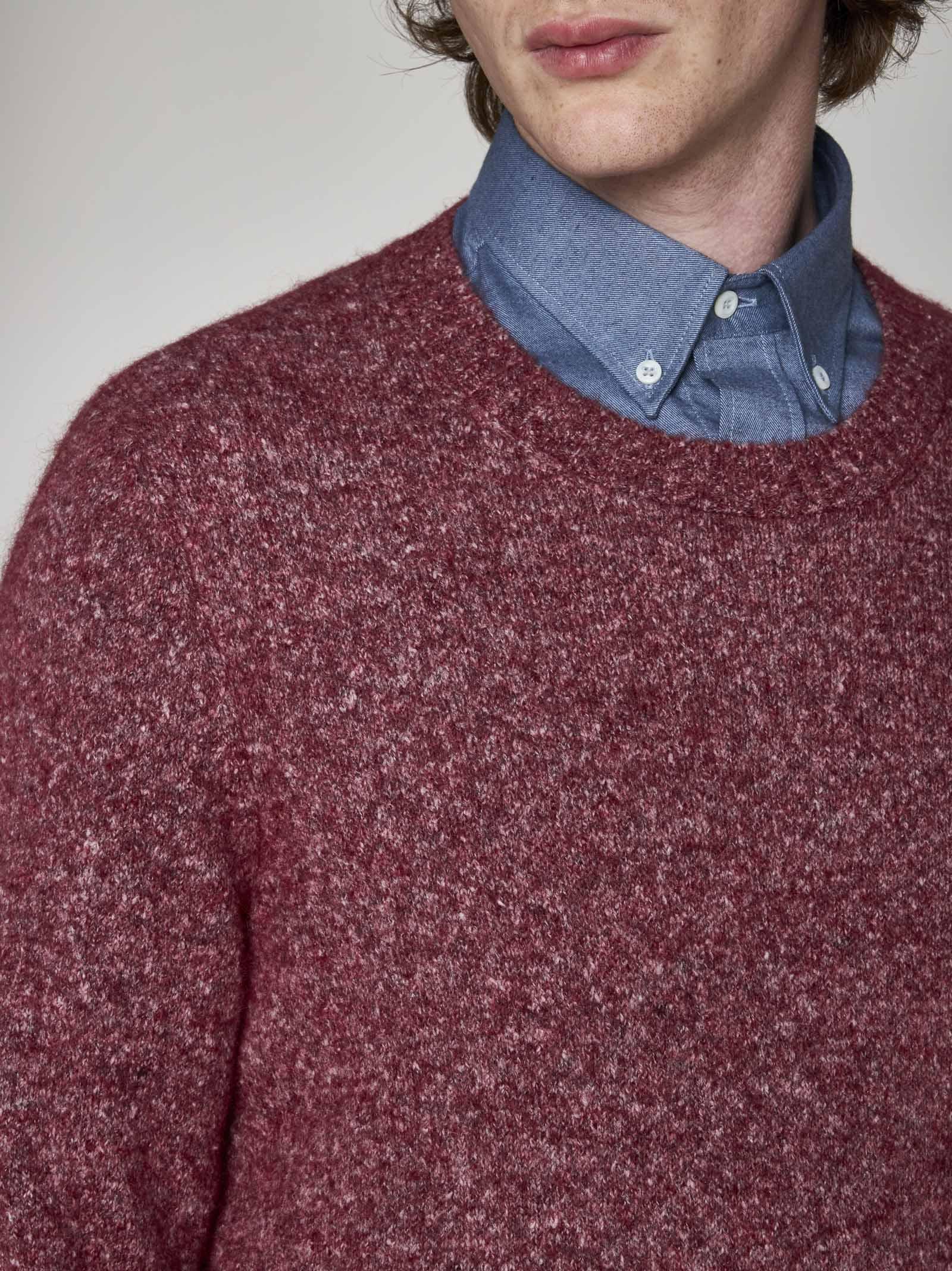 Mélange-effect crew-neck jumper - Red