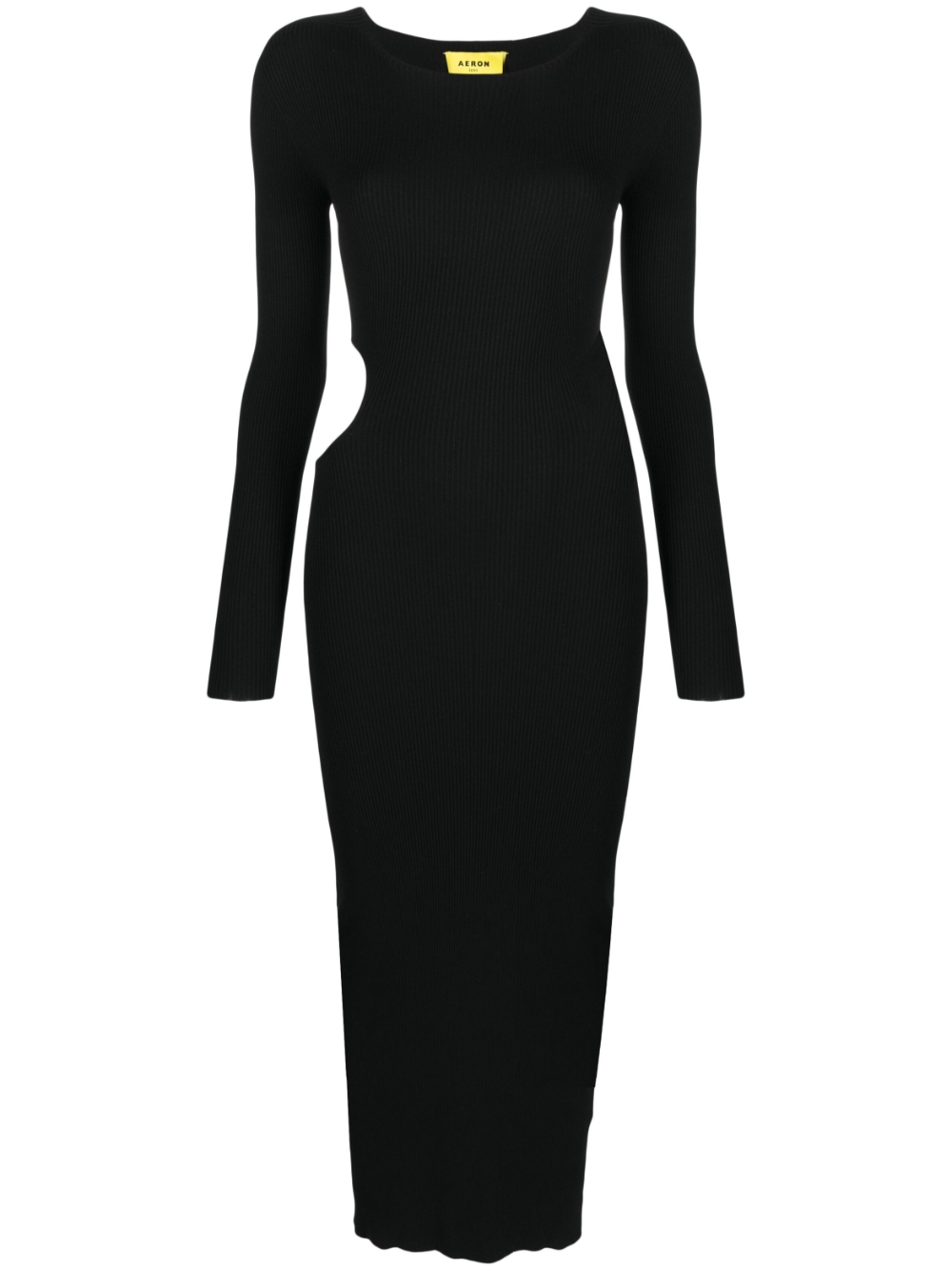 Cut-out rib-knit maxi dress - Black