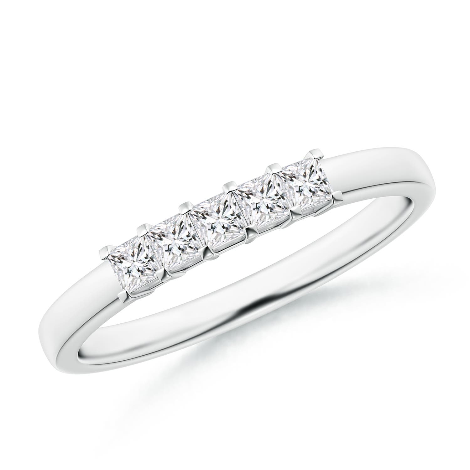 Angara 0.3 Carat Classic Five Stone Princess Diamond Wedding Ring for Her in 18K White Gold