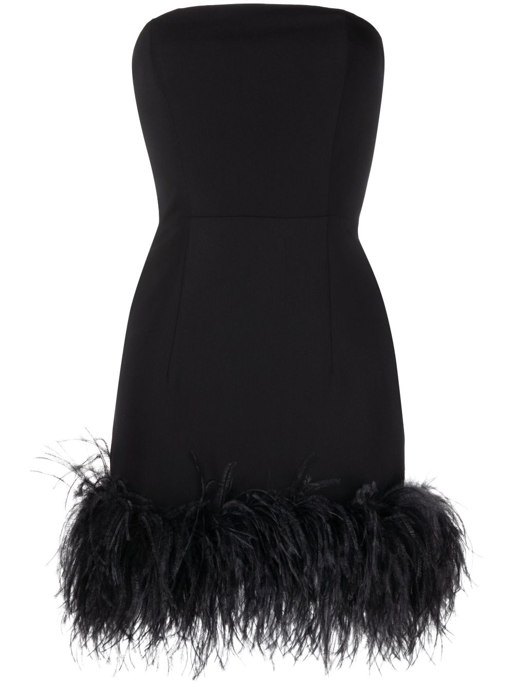 Minelli feather-trim strapless minidress - Black