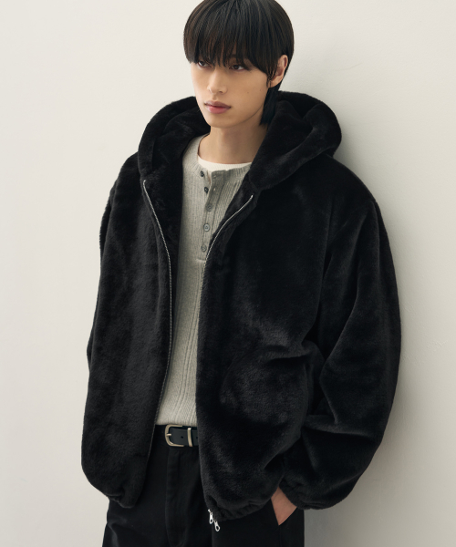 Bearon Fur Hooded Zip-Up Jacket