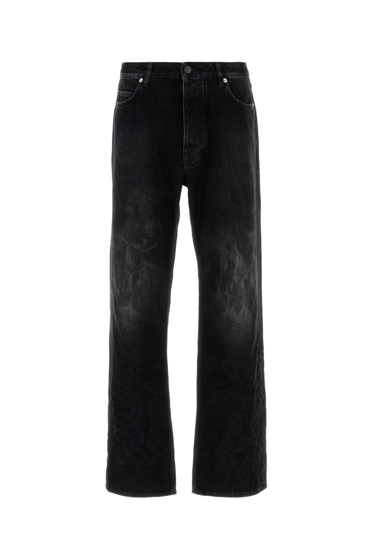 Wide-Leg Denim Jeans — Black