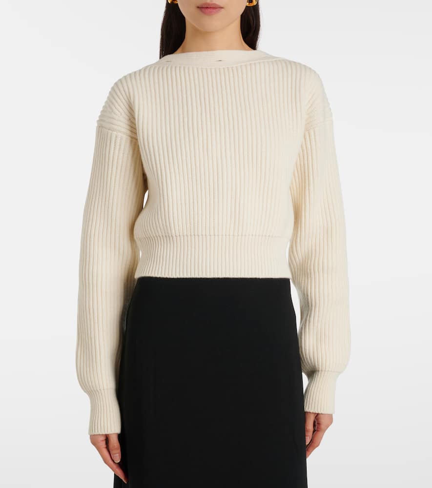 Cropped wool and cashmere scarf sweater