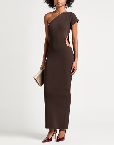 Sfilata Woman Maxi dress Dark brown Size L Viscose, Polyester