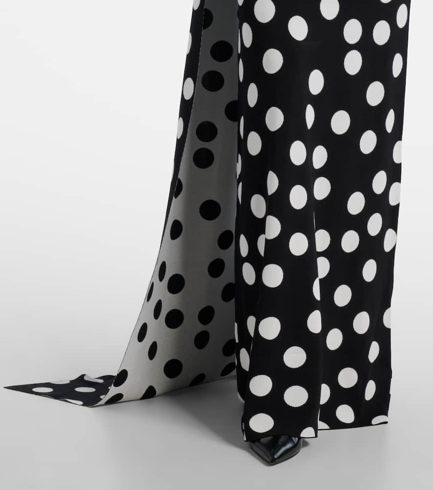 Polka-dot scarf-detail gown