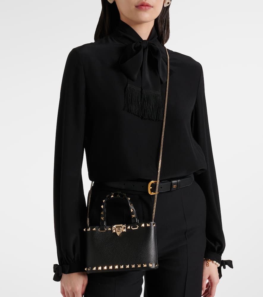 Bow-detail silk crêpe shirt