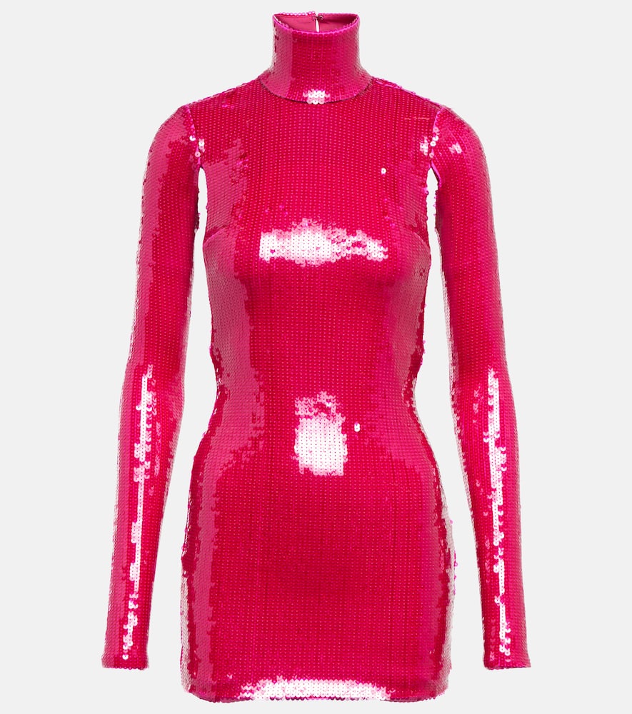 Sequined turtleneck minidress