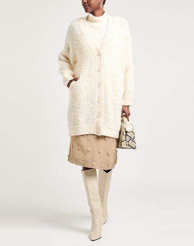 Elisabetta Franchi Woman Cardigan Ivory Size 6 Wool, Polyamide