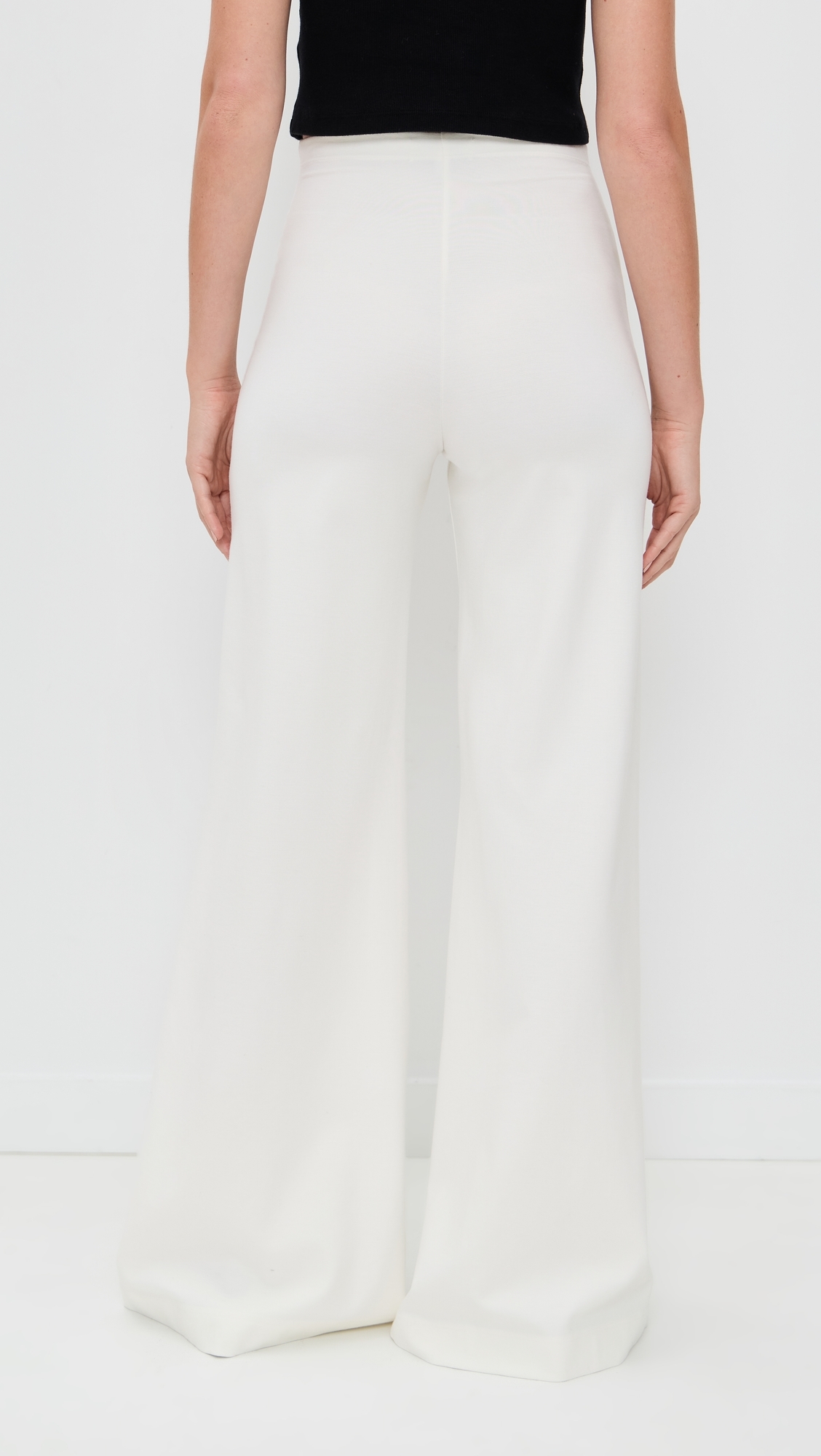 Ponte Knit Wide Leg Pants Off White