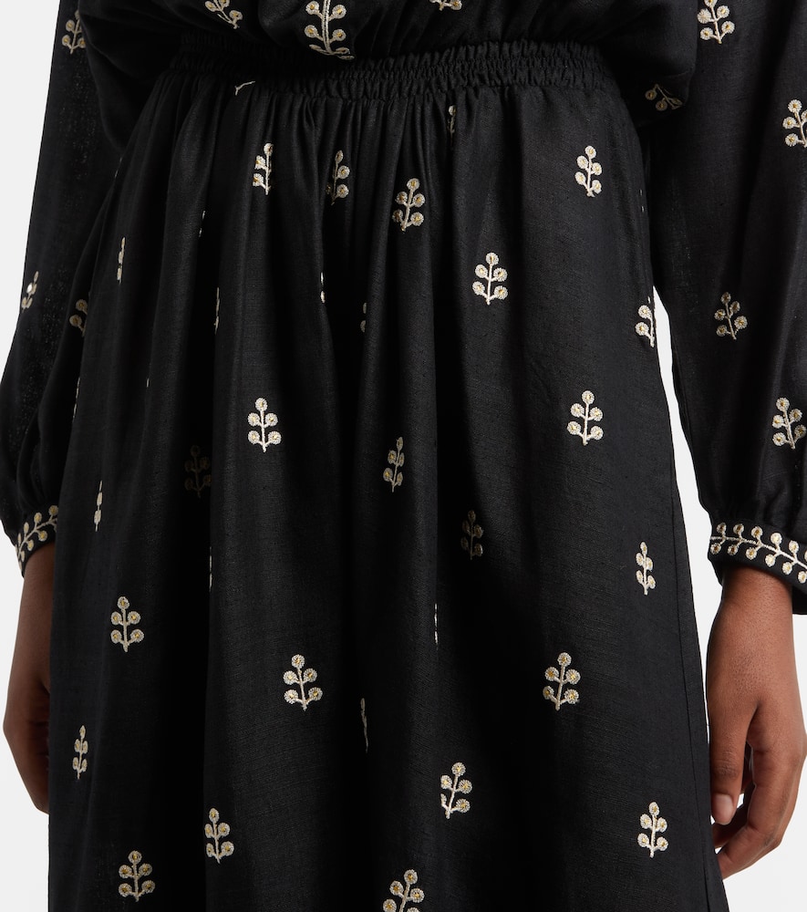 Rodilia embroidered silk maxi dress