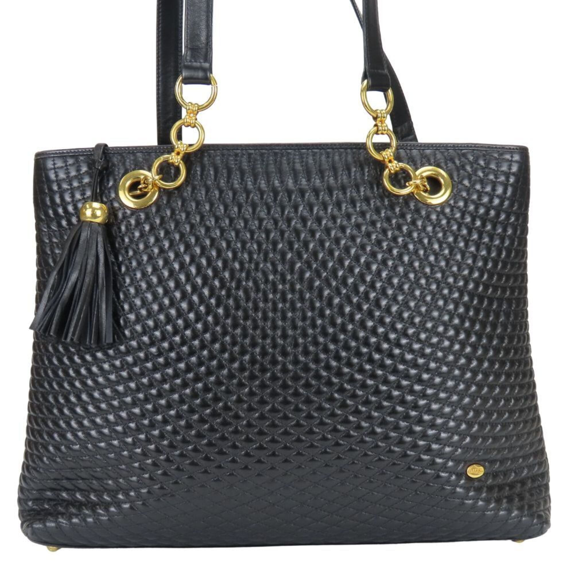 Bally Black Quilting Leather Tote Bag Pre-Owned