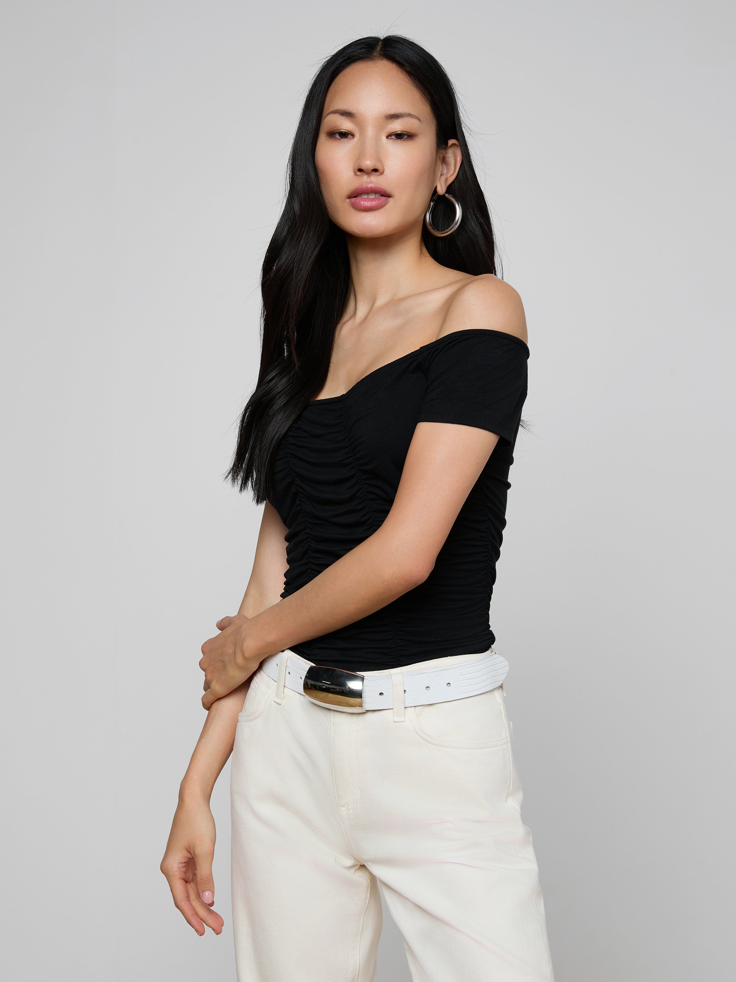 Baliegh Ruched Bodysuit In Black