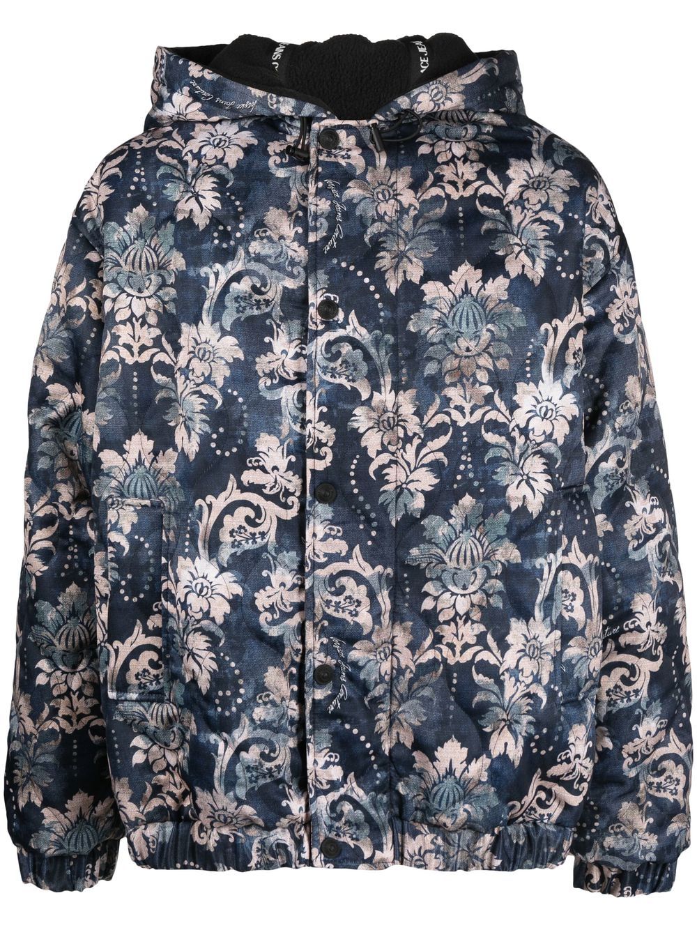 Floral-print padded jacket - Blue