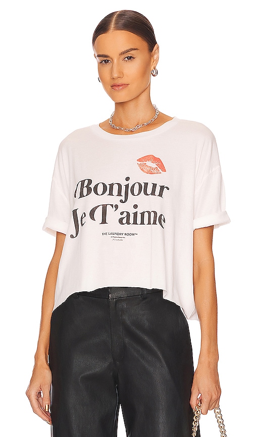 The Laundry Room T-SHIRT JE T'AIME CROP OVERSIZED en White.  XS. Also en L, M