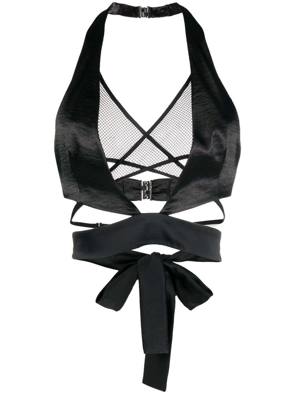Wrap-around halter-neck top - Black
